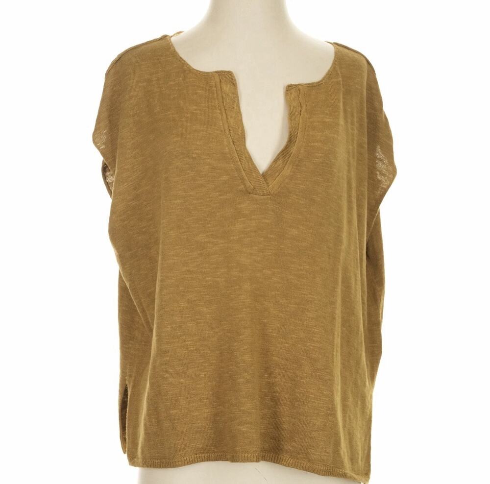 Free-est Free People Mustard Yellow V-Neck Relaxed Top